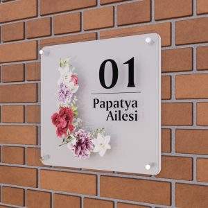 KAPI ÖNÜ TABELASI 30X30 BEYAZ( ÇİÇEK SERİSİ )