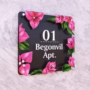 KAPI ÖNÜ TABELASI 20X20 SİYAH ( ÇİÇEK SERİSİ )